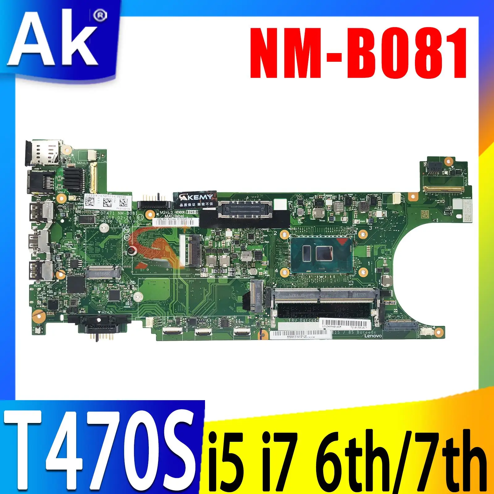 

Материнская плата для ноутбука LENOVO Thinkpad T470S NM-B081 i3 i5 i7 6/7-го поколения с оперативной памятью 01ER060 01YR130 01ER070, материнская плата 100% протестирована