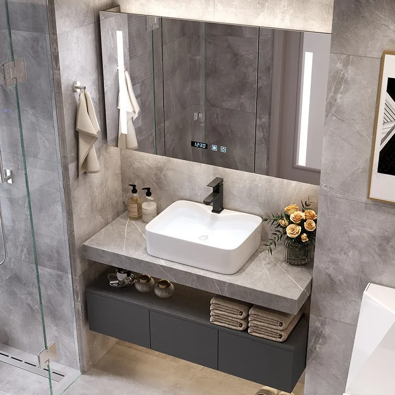 

Luxury Bathroom Sink Cabinets Ceramic Vessel Sink Top Washbasin Smart Mirror Cabinet Bathroom Vanity Toilet Bathroom Furniture
