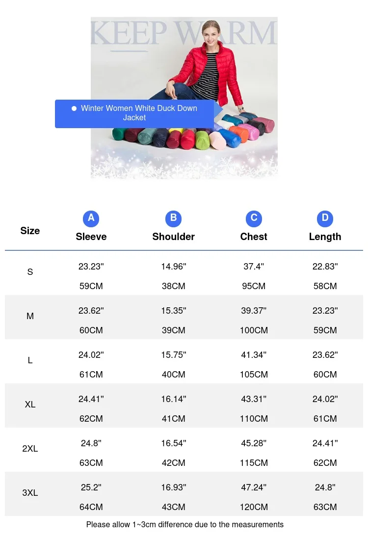 Winter Women Ultra Light Down Jackets Fashion Lady White Duck Down Coats Girls Stand Collar Windbreaker Warm Jackets Clothing