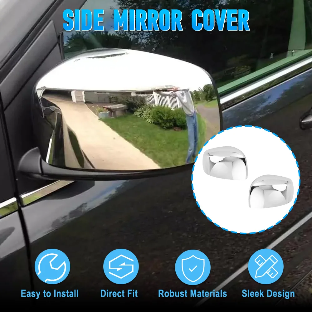 

Pair Chrome Car Side Rearview Mirror Cover Cap Trim for Chrysler Town & Country Dodge Grand Caravan 2008-2016 VW Routan 09-14