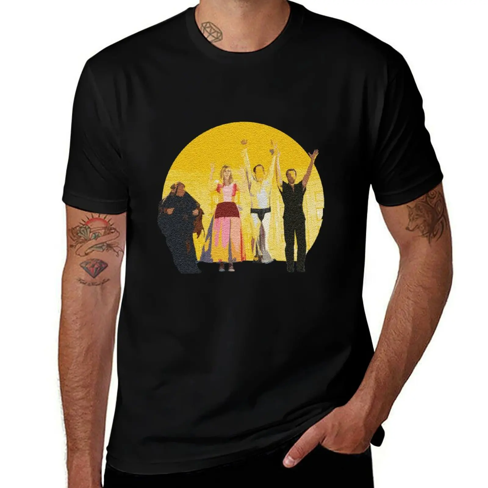 

Текстурированная футболка Nightman Cometh с аниме-фигурками, винтажная футболка с рисунком, мешковатые рубашки, компрессионная рубашка для мужчин