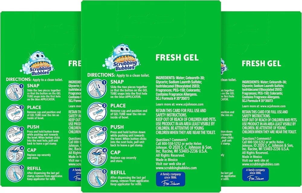 Toilet Cleaning Gel Stamps, 36 Count, Helps Prevent Limescale & Rings, Rainshower Scent