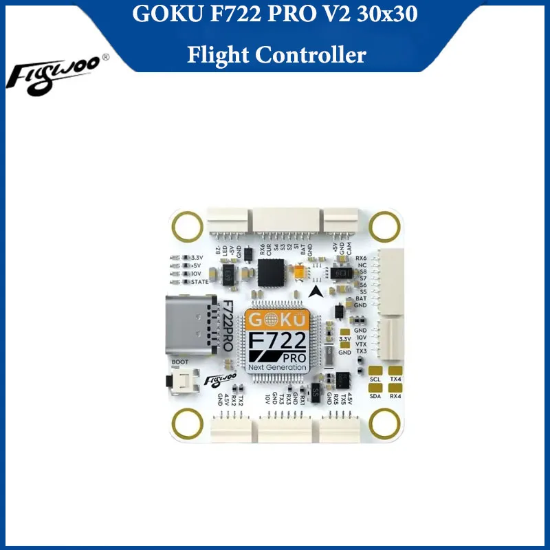 

Flywoo GOKU F722 PRO V2 30x30 Контроллер полета Plug-and-Play с черной коробкой 16 МБ и модульной установкой для Fpv Drone Diy