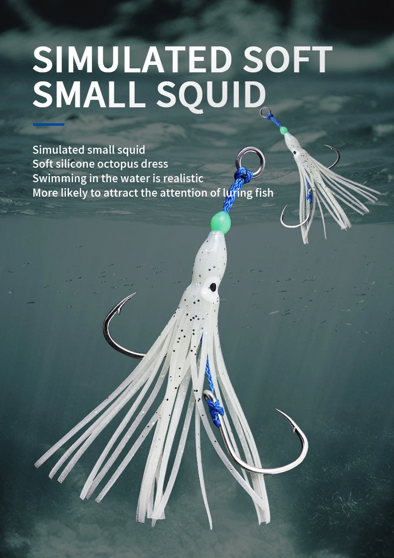ZYZHE 1/3/5 Stück Meeresfischerei JIG Assist-Haken Slow Jigging Weicher Oktopus-Köder Schnurhaken Tiefsee-Angelhaken – Detail 6