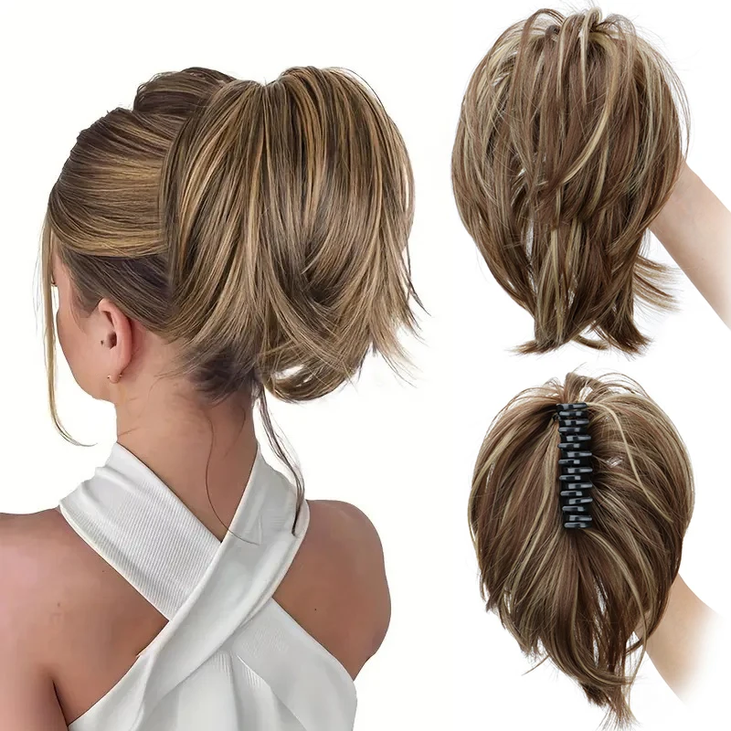 

Short Curly Claw Clip in Straight Circle Ponytail Hair Extension Easy to Style Women Hair Accessories