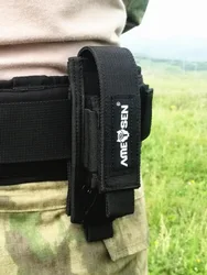 Adjustable Molle Outdoor Flashlight Pouch Single Scabbard Torch Holder Utility Camping Tool Key Knife Waist Bag