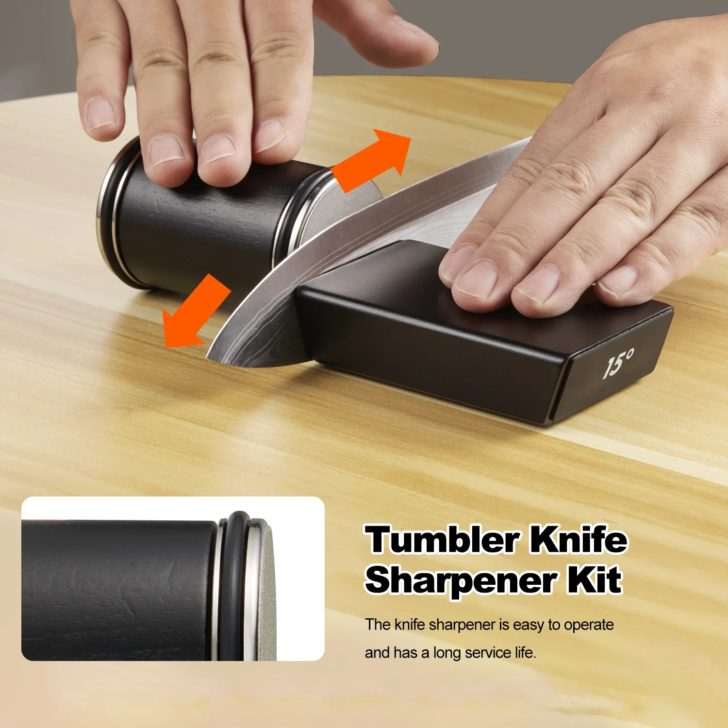 Rolling Knife Sharpener Durable Labor Saving Tool with 15 20 Degrees Angle Magnetic Diamond Sharp Kitchen Whetstone For Chefs