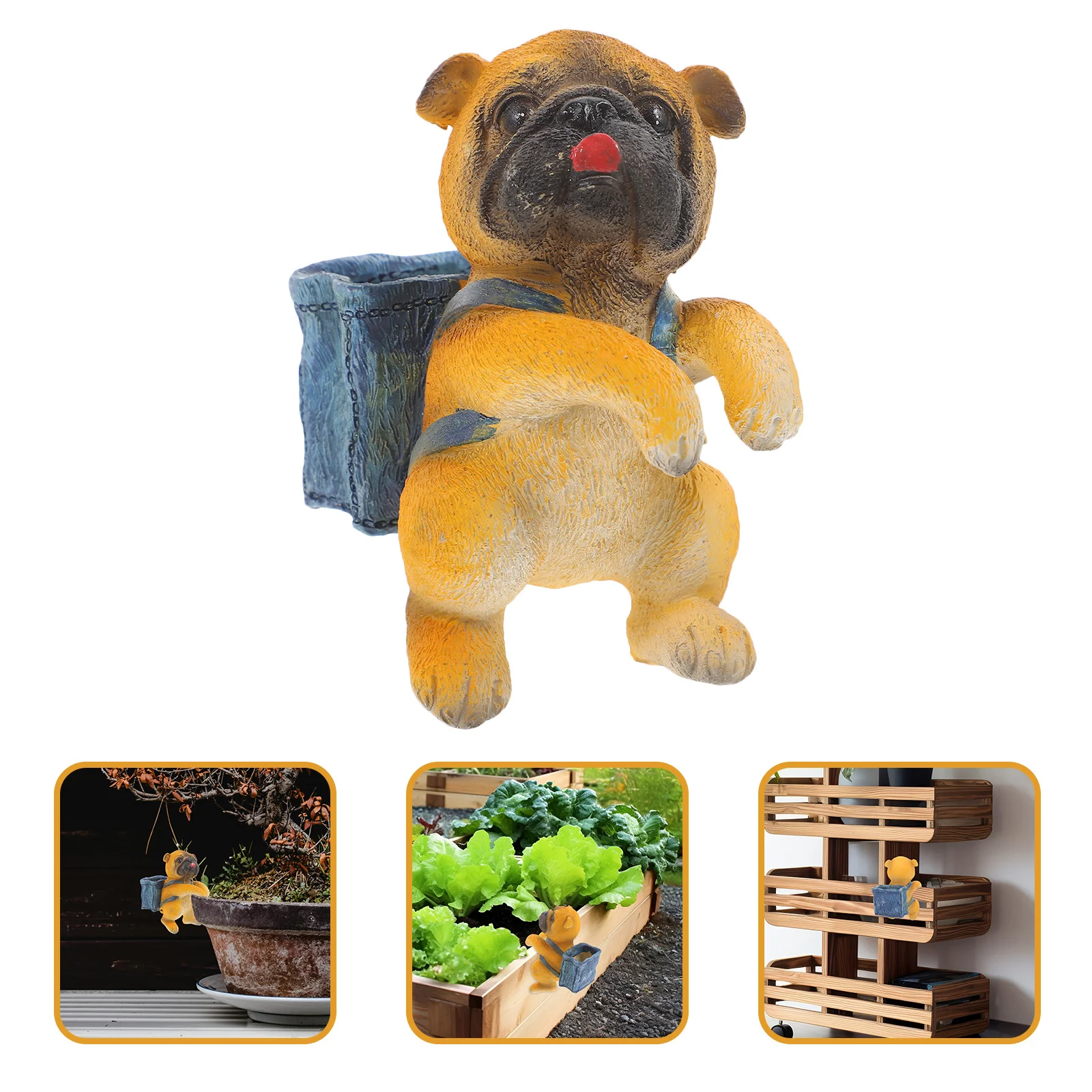 

Yellow Backpack Resin Dog Flower Pot Decoration Durable Hanging Planter Ornament Garden Indoor Outdoor Dog Sculpture