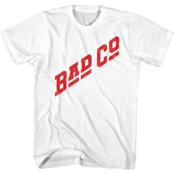 

Bad Company Bad Co Red Band Logo Adult T Shirt Tour Rock Music Band Merch White