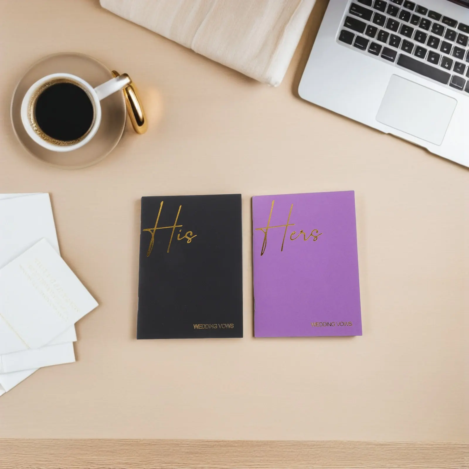2Pcs Wedding Vow Books Set His and Hers Elegant Minimalist Vow Notebooks for Bride Groom Officiant Ceremony Keepsake Speech