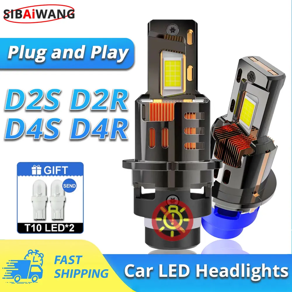 

D2S D4S Светодиодная лампа для автомобильных фар Canbus HID D2R D4R Светодиодная ксеноновая лампа 1:1 6000K Высокомощная автомобильная лампа Противотуманная лампа Plug&Play