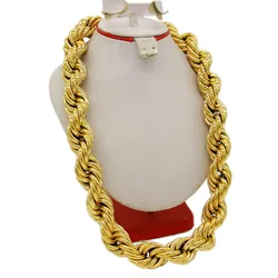 Adixyn Fashion Exaggeration Wide Twisted Singapore Chain for lovers Gold Color/Copper Thin Necklace Jewelry Wedding Party G09141