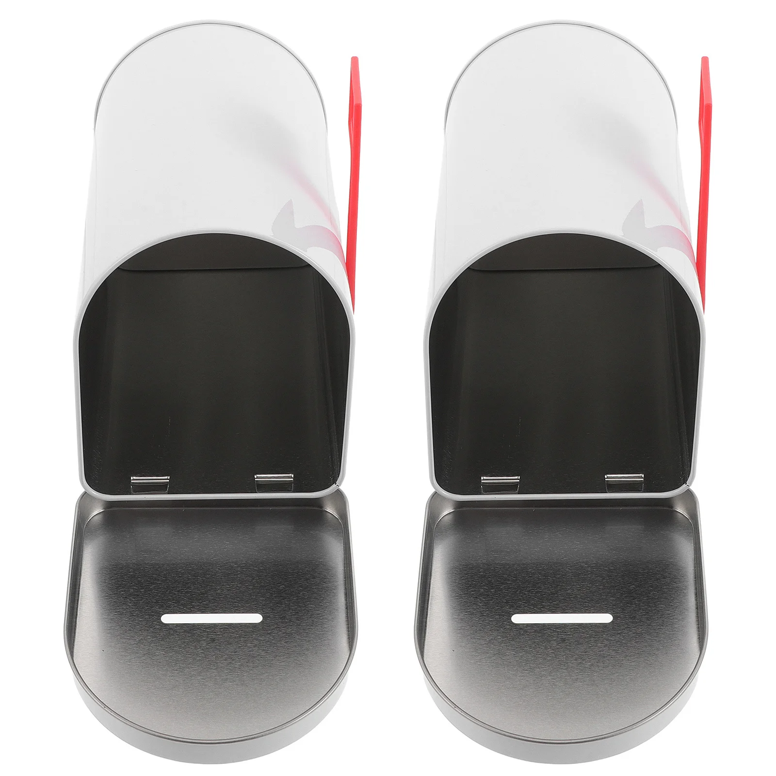 

2Pcs Christmas Tinplate Mailbox Coin Slot Money Box Metal Tin Container for Cookies Candies Treats Cookie Tins