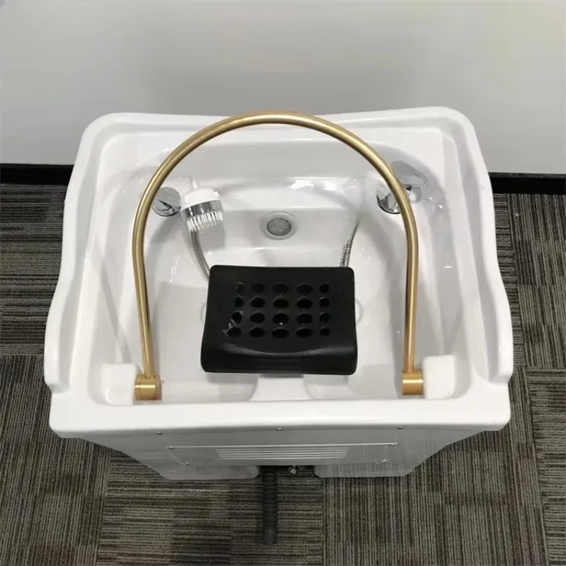 

New Design Hair Salon Equipment Shampoo sink with plumbing water head therapy shampoo sink with steamer