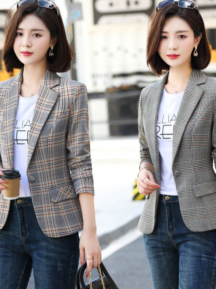 

Blazer Women Fashion Temperament Professional Slim Elegant Long Sleeve Outerwear Chic Tops Office Clothing New 2023 Autumn