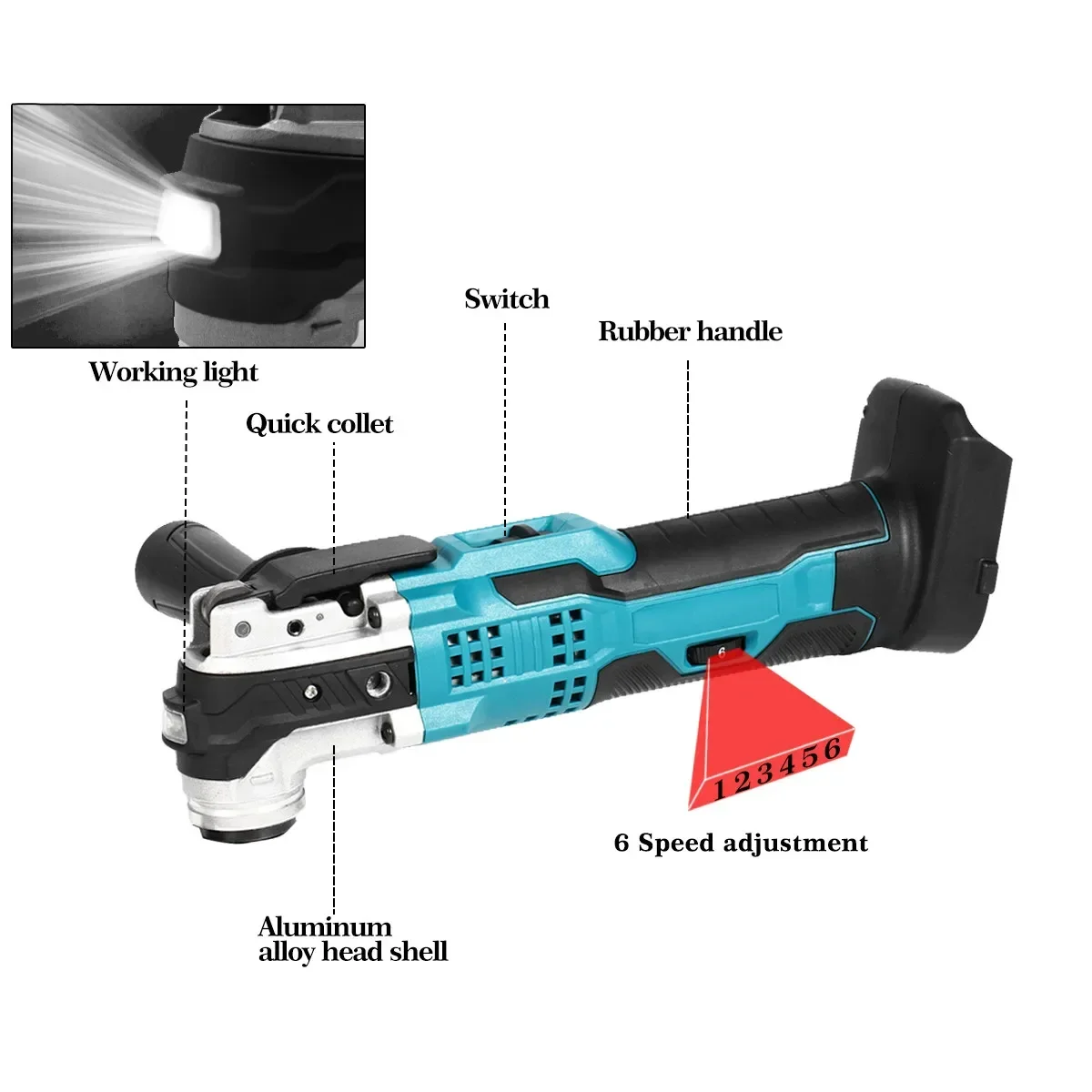 Oscillating Multi Function Tool for Makita 18V Battery Electric Saw Trimmer Shovel Polisher Woodworking Tool（No battery）