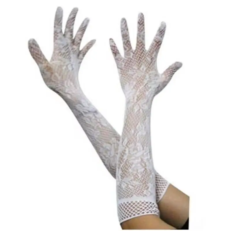 

652F Lace Mesh Hand Gloves Flexible Nylon Stretchy Arm Sleeves For Bride Wedding Social Event Gathering Dressingup Handwear