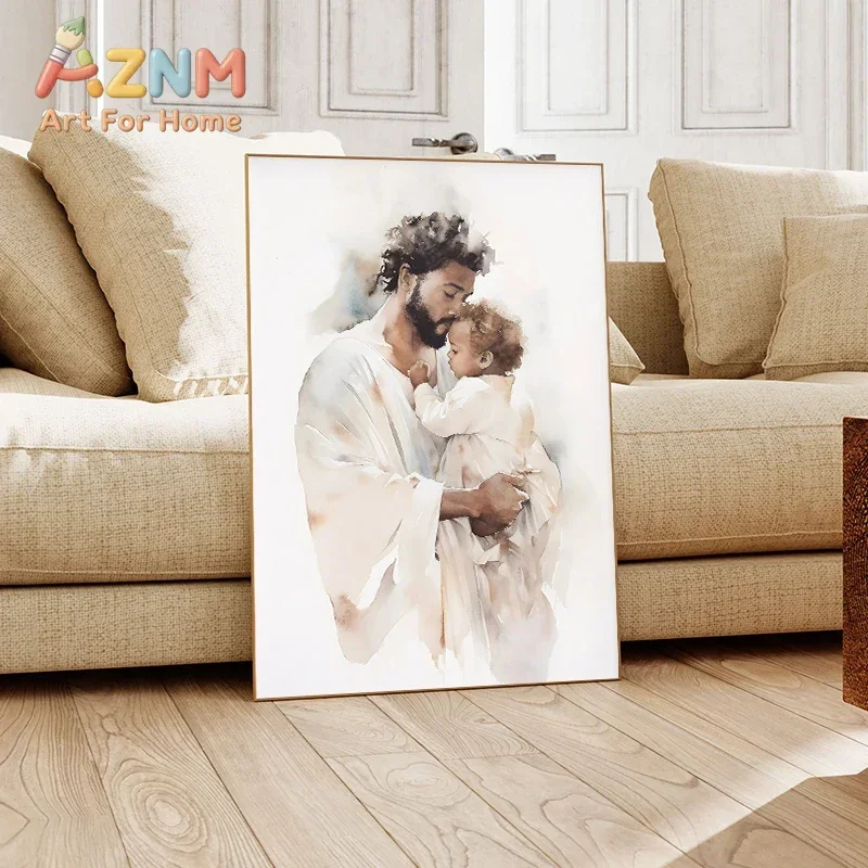 2026 Bible Scenes Poster Jesus on The Path Teaching Child Walking on Water Canvas Paintings Wall Art HD Picture Home  Frameless