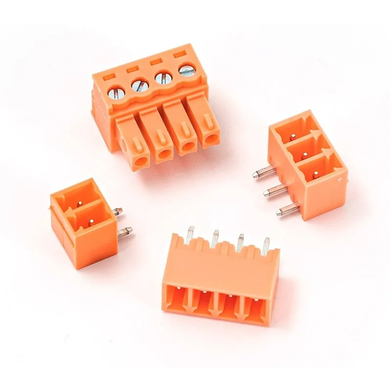 20Pairs solder plate wiring 2EDG-3.81mm plug-in and unplug  orange straight needle VC seat RC curved needle seat complete set