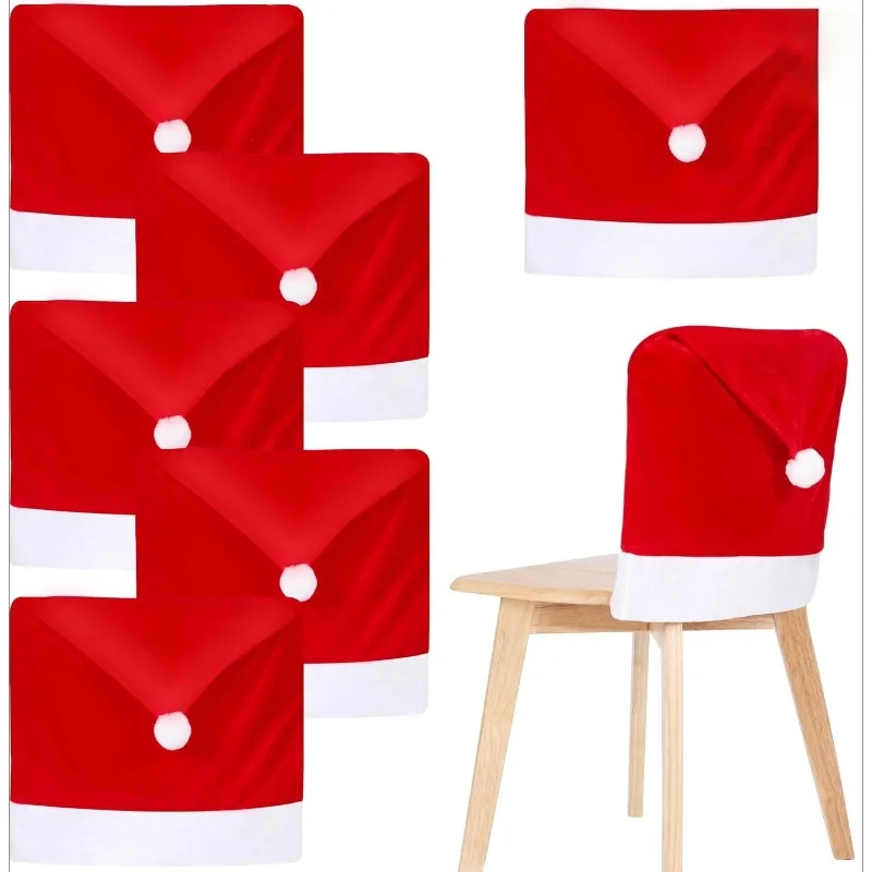 Red Christmas Chair Covers, Suitable for Indoor Home Decoration and Christmas Interior Decor During The Christmas Season
