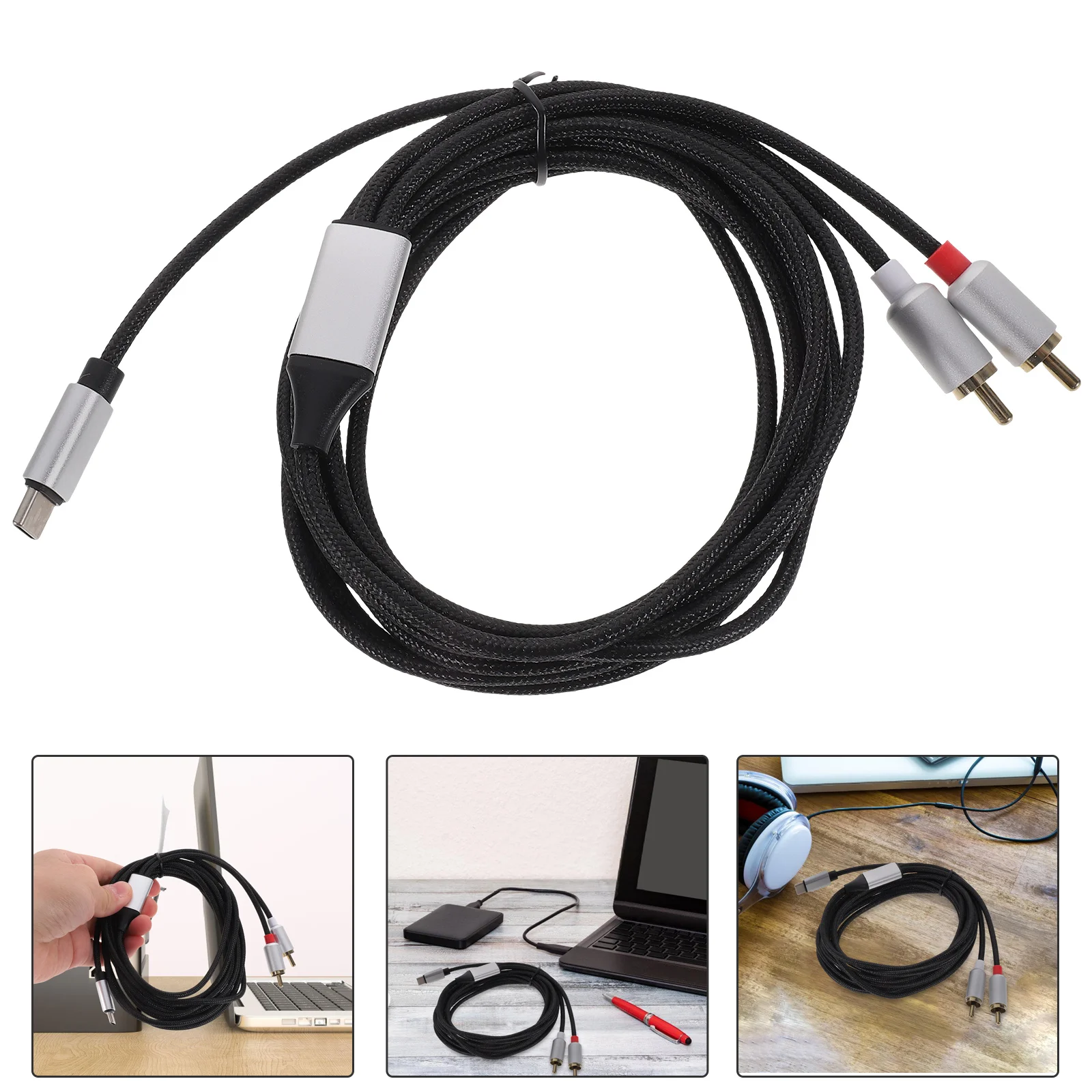 

Type C to 3.5mm Audio Cable 1m Long Durable Premium Material Dual Output Clear Sound Plug Play Lightweight Compact Storage