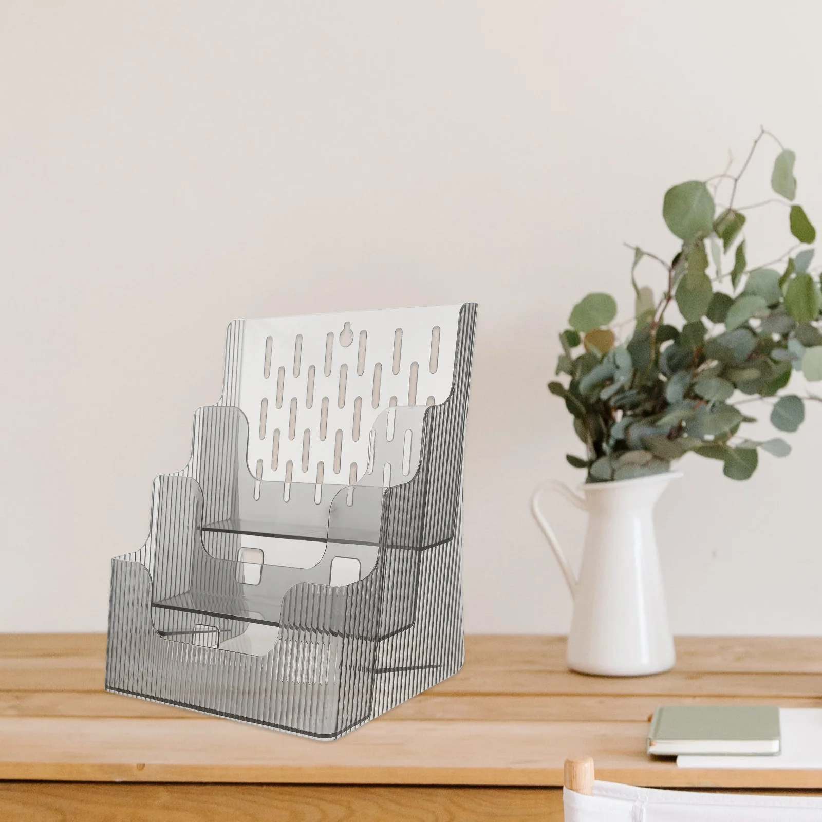 Clear Acrylic Desktop File Rack Sloping Design Multi-Tier Brochure Document Holder Office File Organizer Clear Document Holder