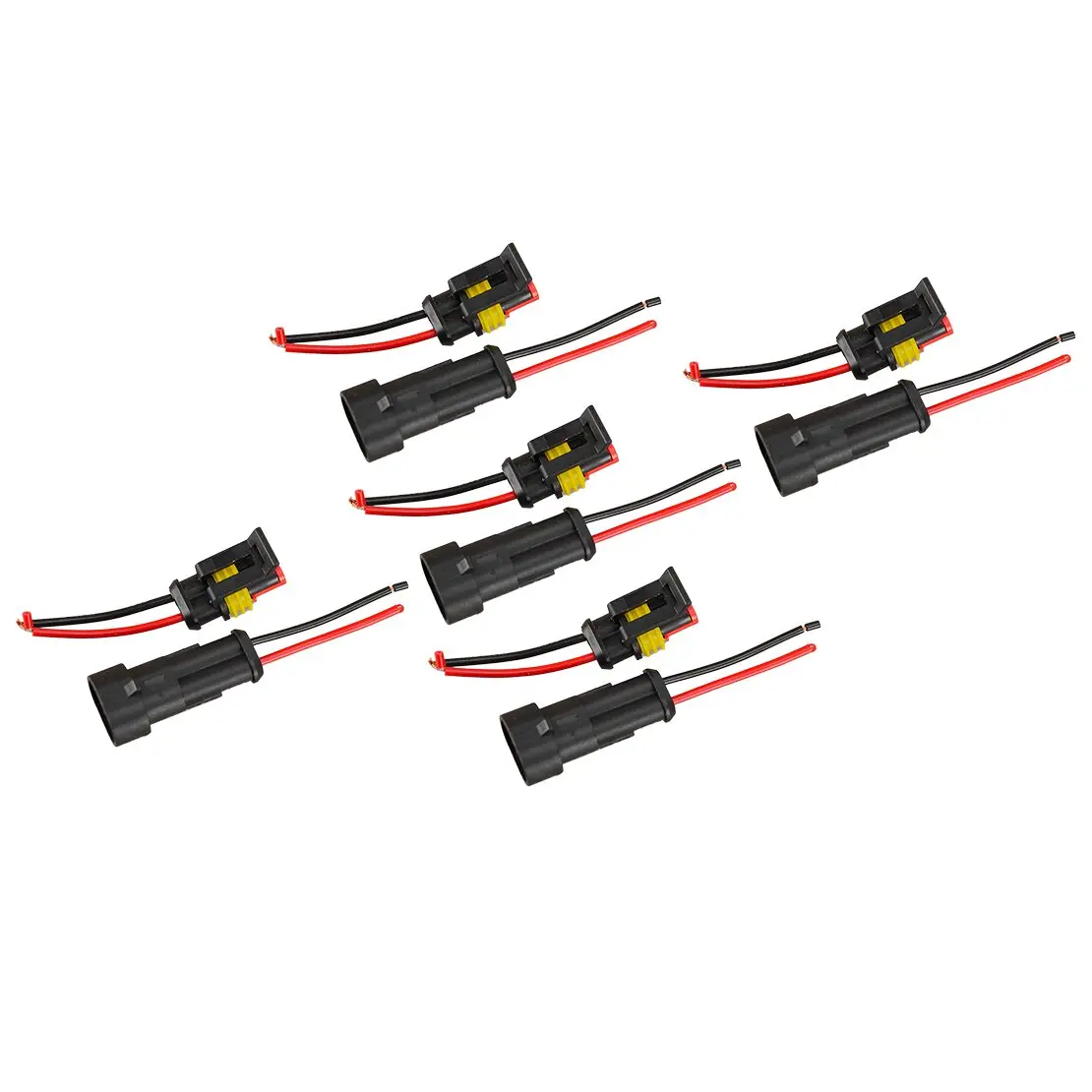 

5 Sets Waterproof Superseal Electrical Wire Male Female Connectors Plugs With Cable 12V 16 AWG IP67