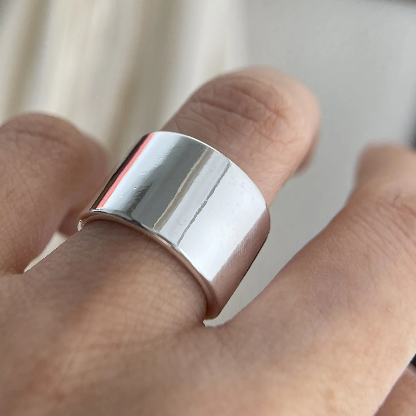 خواتم من الفضة الإسترليني عيار 925 للنساء والأزواج، مصنوعة يدويًا بسيطة وواسعة وبسيطة، هدية مجوهرات راقية تمنع الحساسية #5