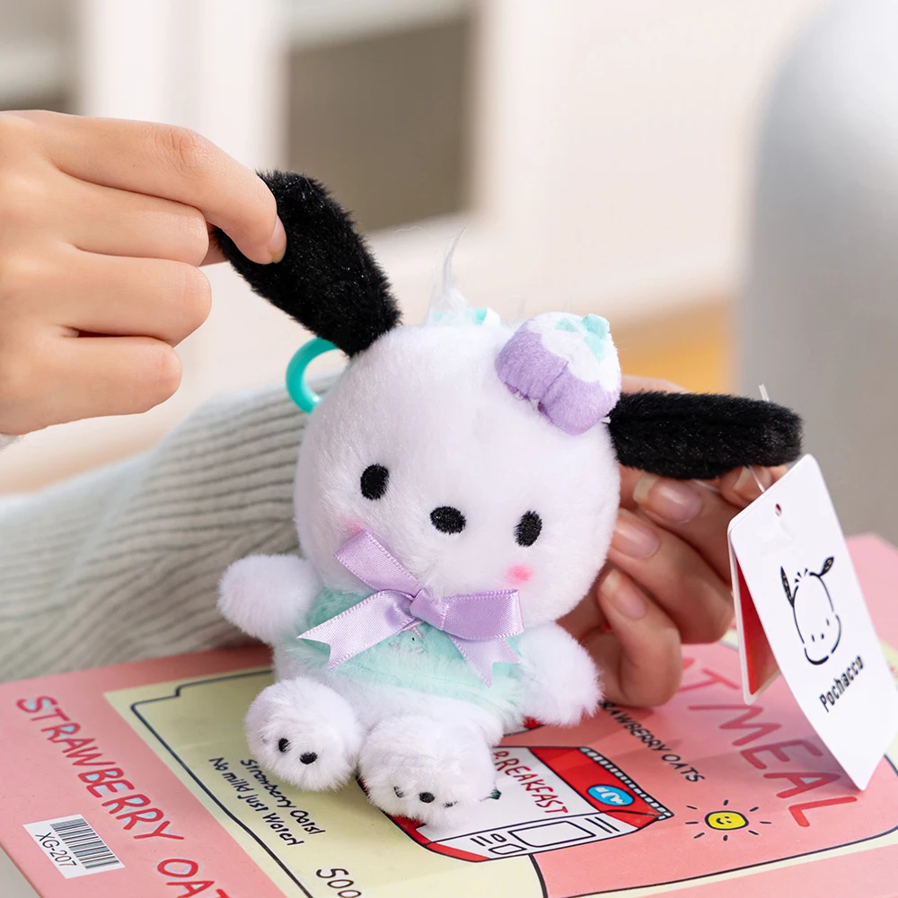 Sanrio Kawaii flor melodía Hellokitty Cinnamoroll Pachacco Purin Kuromi llaveros de felpa niñas bolsa teléfono coche llaveros de felpa