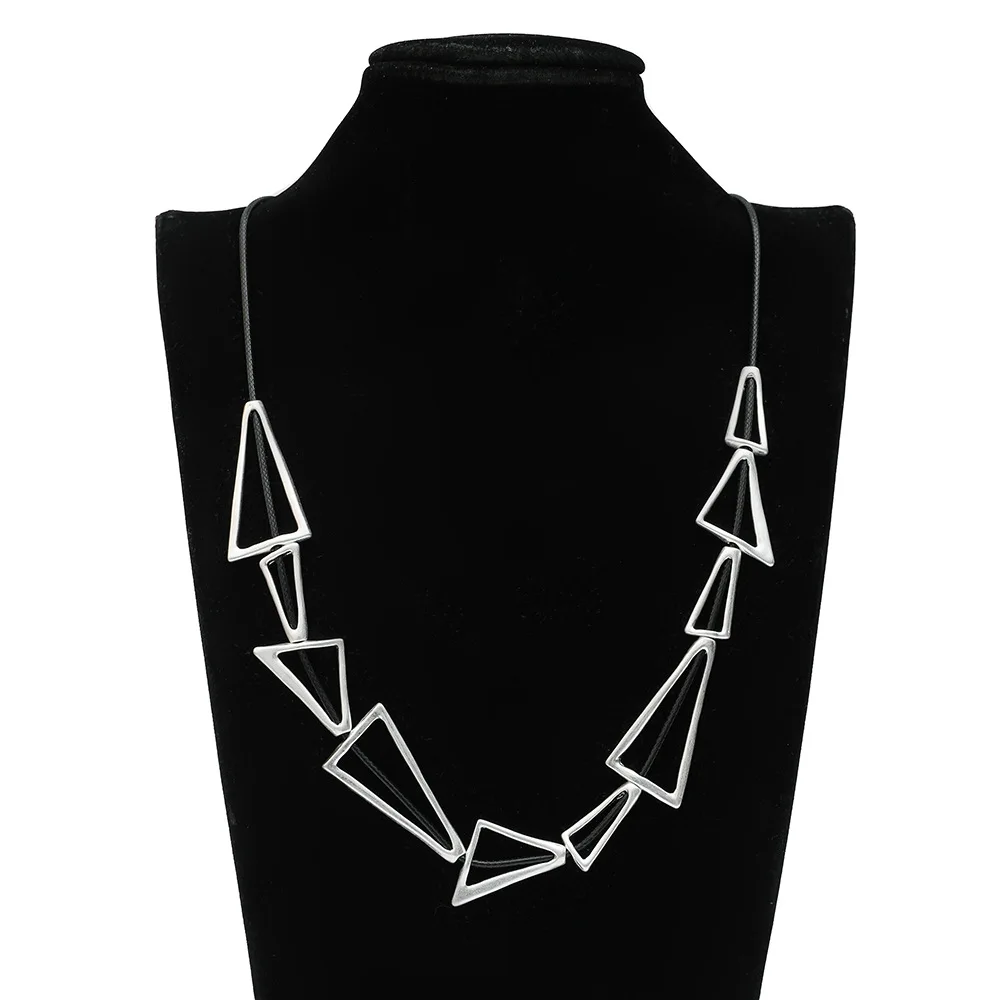 

Kaseakia Triangle Metal Alloy Rope Sweater Chain Long Necklace for Women