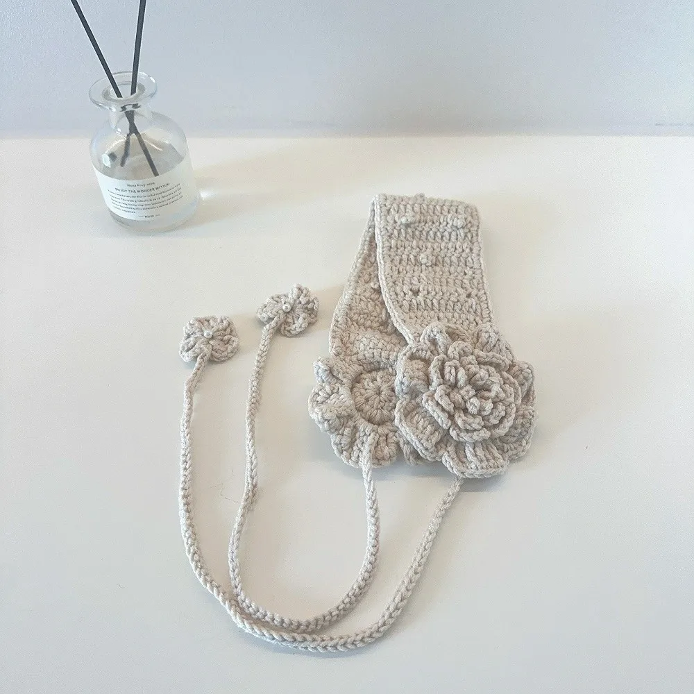 لطيف اليابانية محبوك الأذن يفشل زهرة يدوية الصنع مع حزام قابل للتعديل غطاء للأذنين الدافئة حماية الأذن يغطي الأذن النساء #4