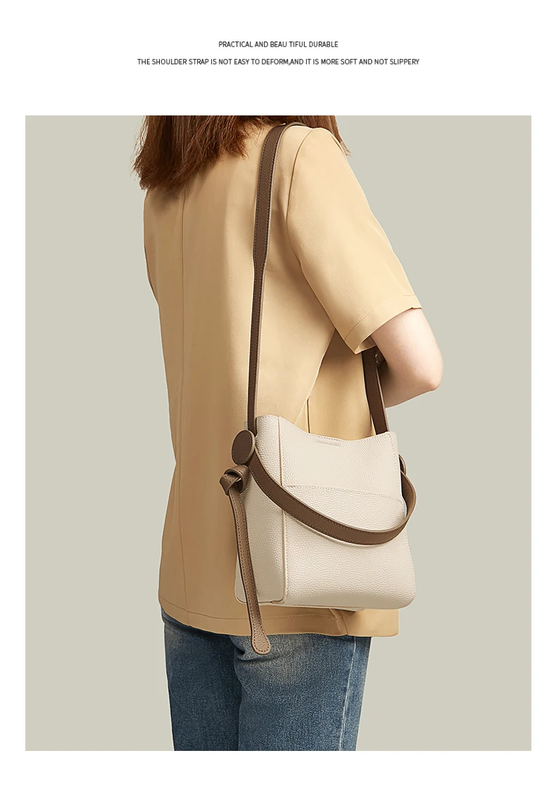 Foxer Split Leder Dame Umhängetasche Frauen große Kapazität Eimer Umhängetasche Top-Qualität stilvolle Handtasche elegante Tasche – Detail 5