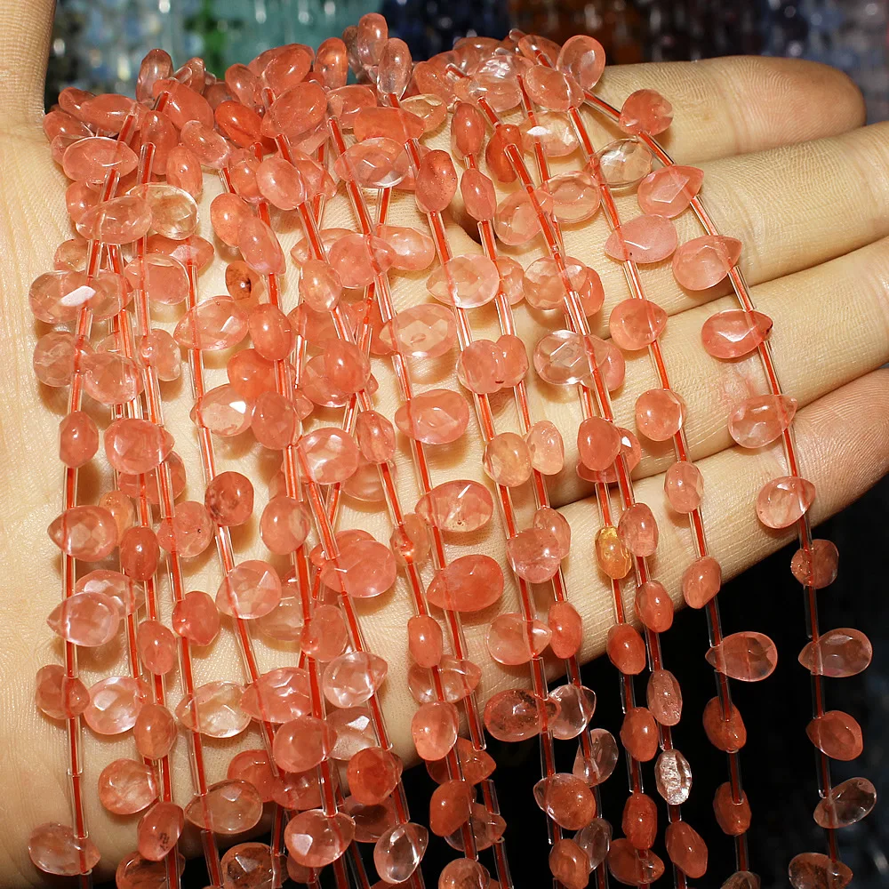 Natural Stone Loose Beads Crystal Aventurine Lapis Lazuli 7*9mm Drop-shape Beaded for Jewelry Making DIY Bracelet Necklace Parts