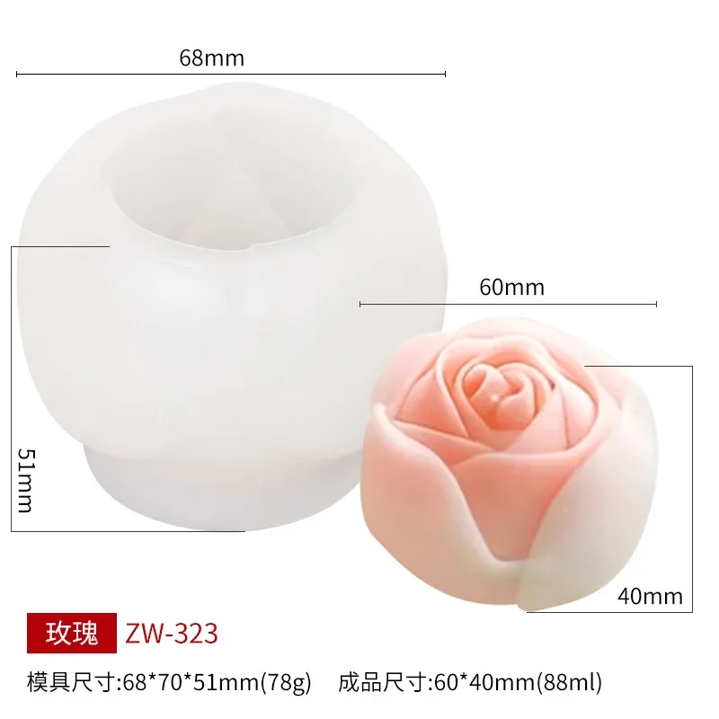 Rose Candle Silicone Mold DIY Lotus Resin Silicone Mold Hibiscus Flower Candle Mold Peony Candle Mould Flower Cake Molds