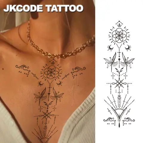 Elegant and Simple Line Combination Series Patterns - Crescent Moon Star Butterfly Pattern - Women's Finger Tattoos for Hands, Neck, and Feet, Long-Lasting Waterproof Tattoo Stickers - Elegant Durable Tattoo Stickers Body Art for 15 Days