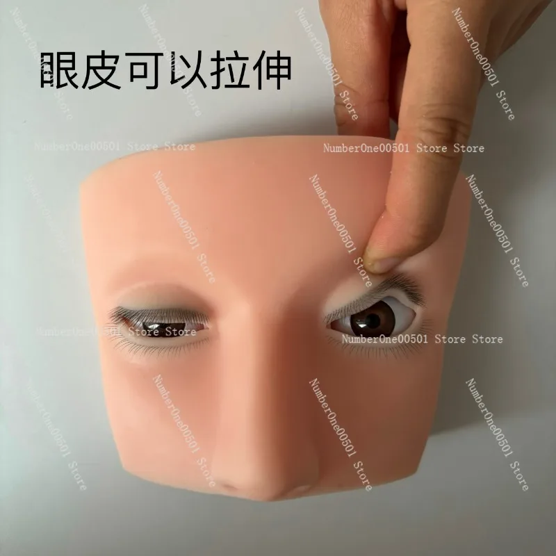 Eyelashes with eye balls can be lifted, eyelid practice module eyelash grafting model head can be slightly adjusted for practice