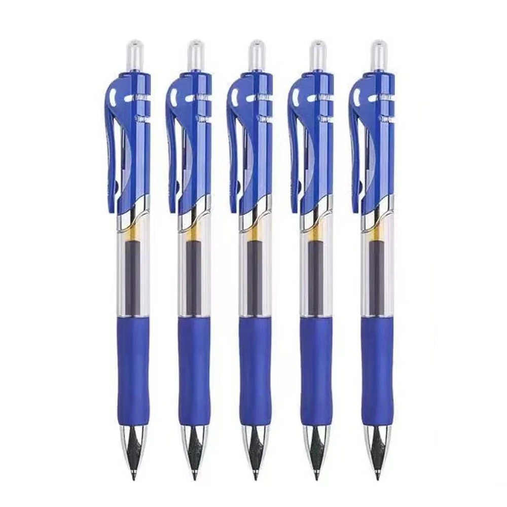 5Pcs/Set 0.5mm Finance Retractable Gel Pen Black/Blue/Red Ink Refills Rods Gelpen For School Office Exam Ball Pen Stationery