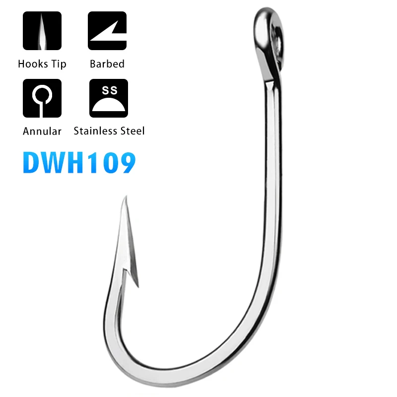 

PROBEROS Lot 5Pcs Sea Fishing Stainless Steel Fishhook Silver Saltwater Fishing Hook Sword Hooks 6/0#-12/0# dwh109