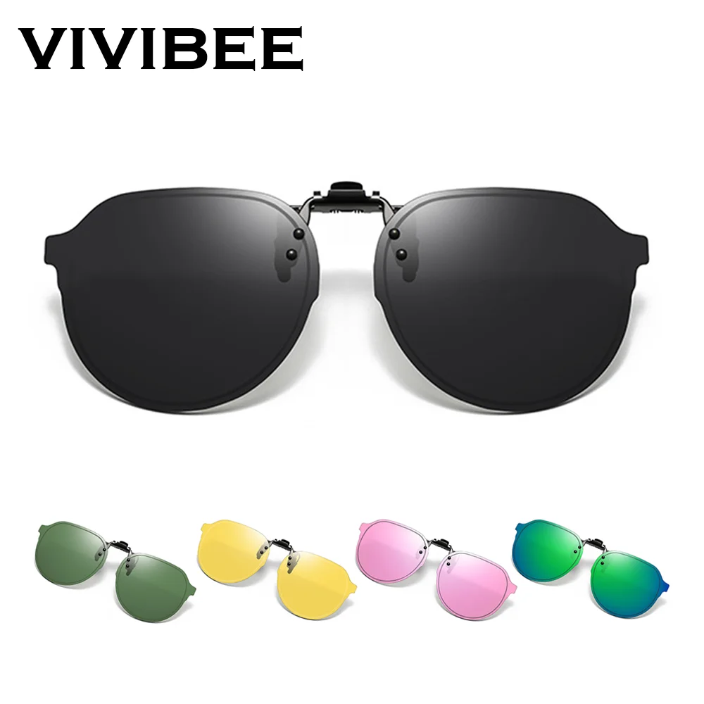 VIVIBEE, gafas de sol abatibles hacia arriba con Clip para hombre, gafas de sol polarizadas para coche para mujer, gafas de sol grandes con espejo UV400 para conducción con Clips para montura de gafas