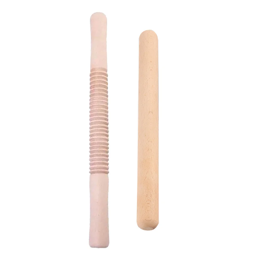 

2PCS Wooden Rolling Pin Dough Roller for Baking Bread Pastry Cookies Pizza Pie Fondant (Round End 29cm, Spiral 35cm)