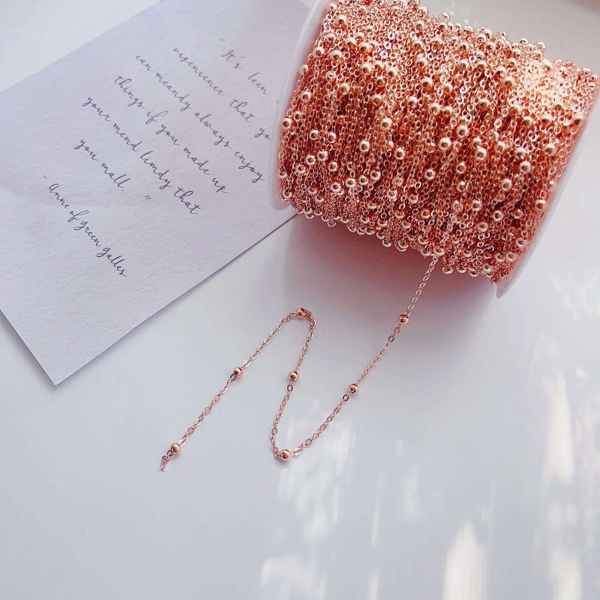 Wholesale 2M Beaded Chain 3.5/4mm Beads Copper Plated Cross Chain for Jewelry Making DIY Anklets Necklace Bracelet Accessories