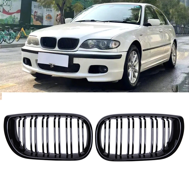 

For BMW 3 Series E46 Car Front Bumper Grilles Racing Grill Kidney Auto Grills Gloss Black Grille 4 Door 2002-2005 Accessories