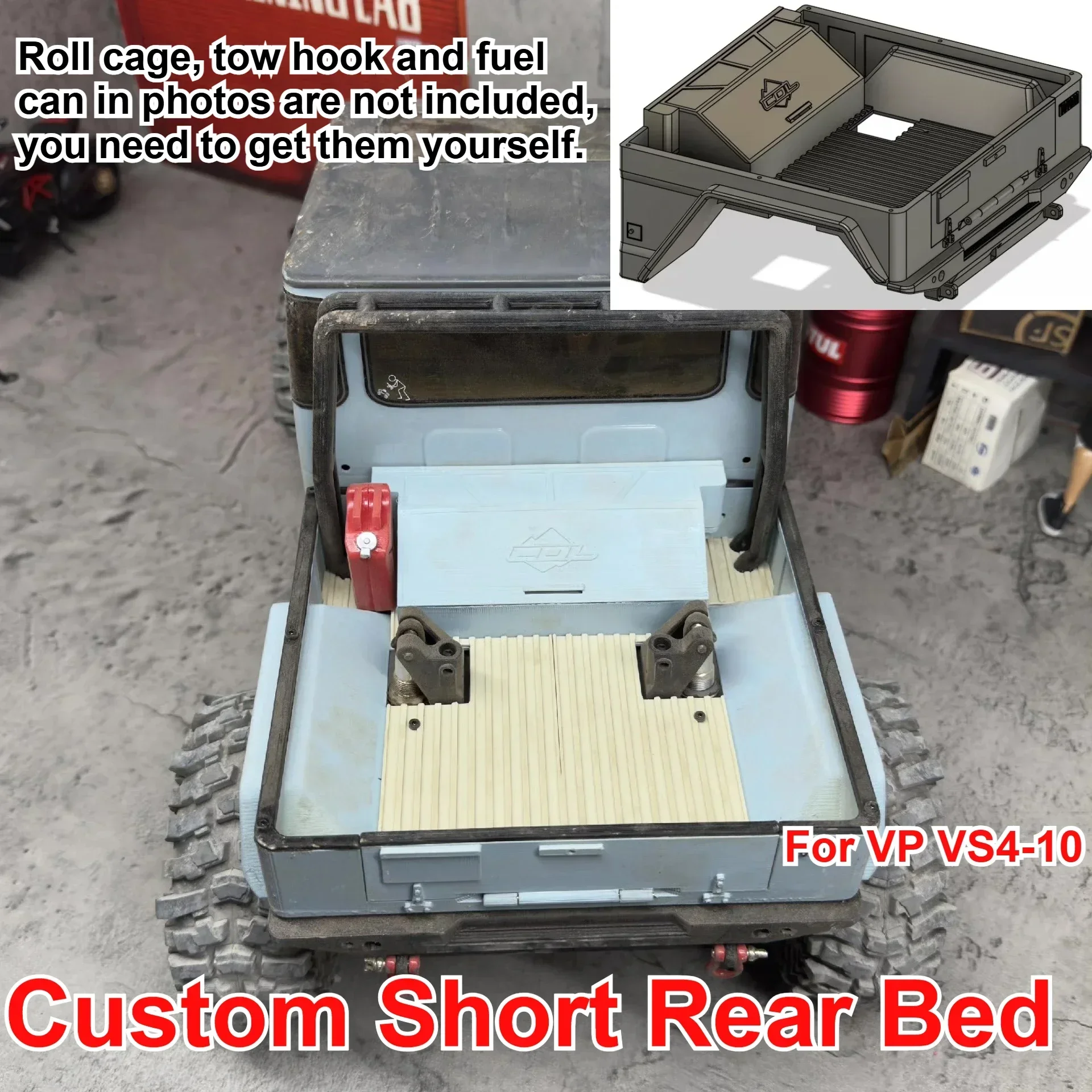 1/10 RC Off Road Crawler For VP VS4-10 Competitive Short Rear Bed Custom Model Number Decorative Styling Decor Upgrade Parts