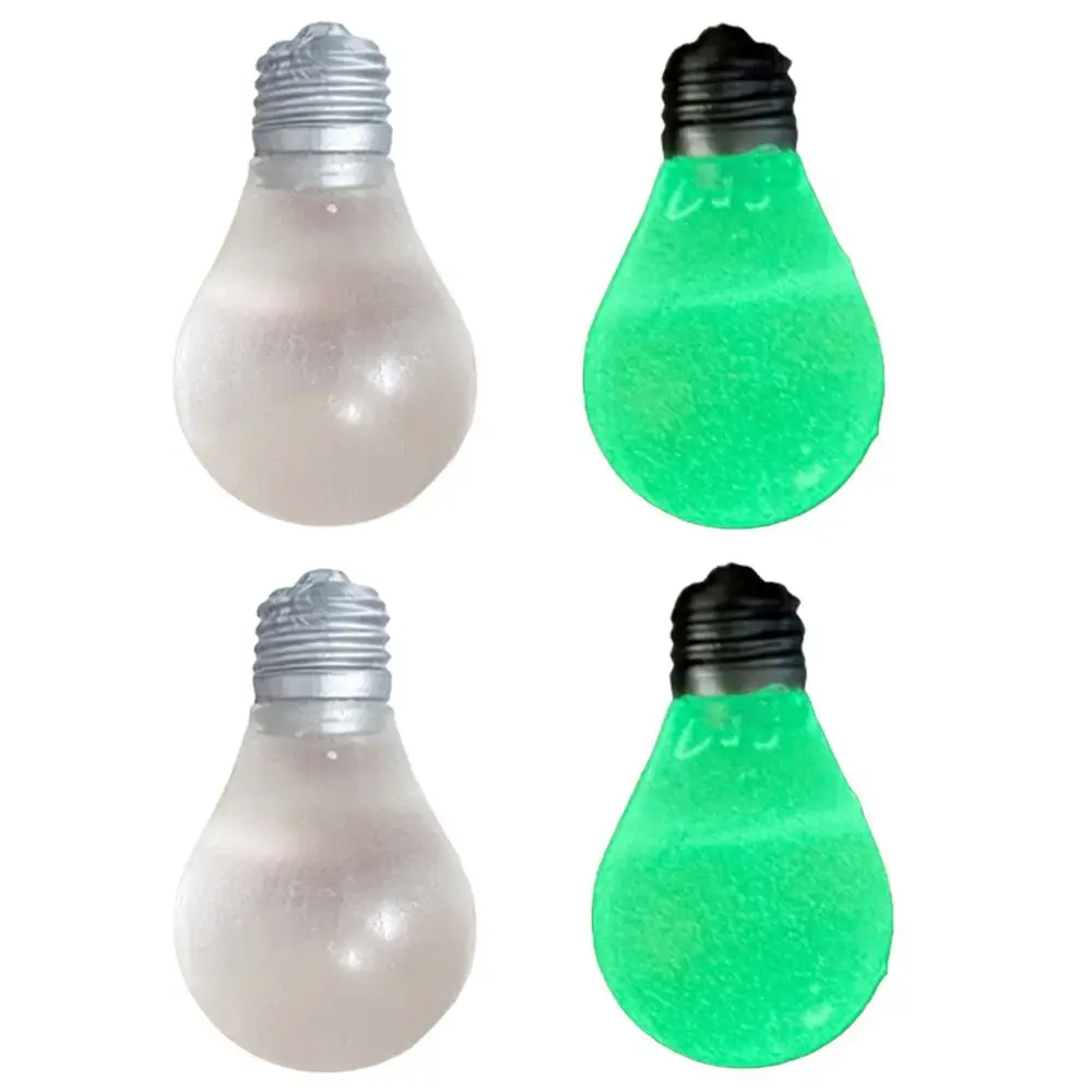 4Pcs Slow Rebound Light Bulb Squeeze Toys Luminous Balls Glow in Dark Squeezing Stress Relieving Toy Cartoon Pinch Bulb