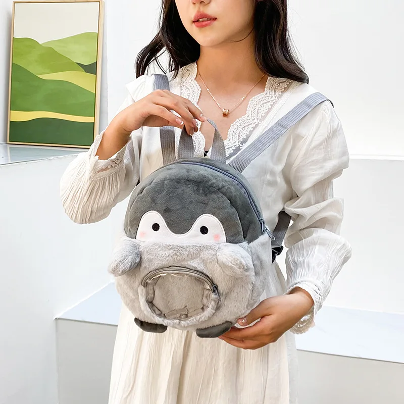 Pinguim dos desenhos animados goth harajuku mochila feminina bonito jk menina ita saco de boneca saco de dor figura de ação de pelúcia mini pequeno saco escolar