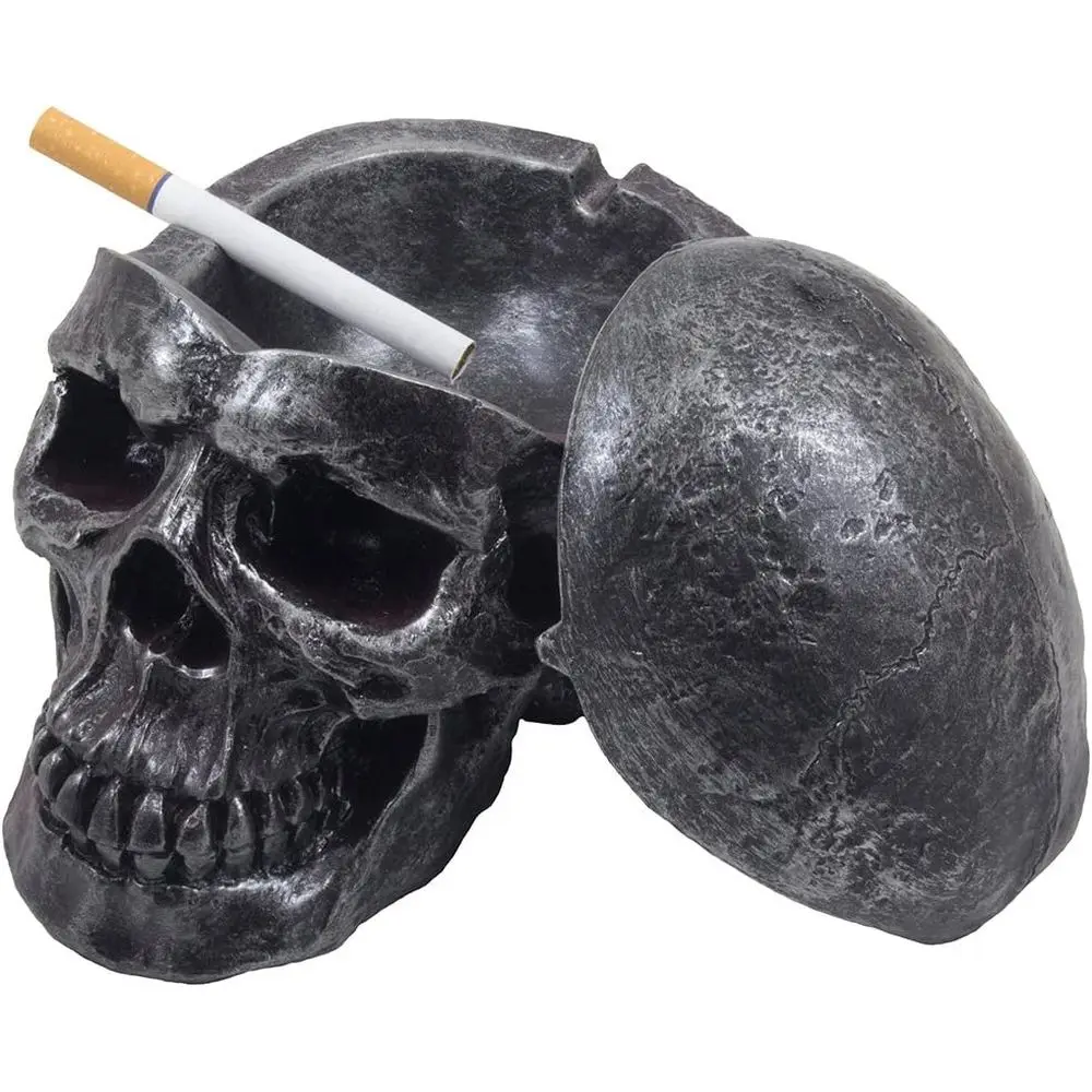 

Eerie Human Ashtray with Lid | Spooky Halloween Decor & Skeleton Figurines | Gothic Smoking Room Gifts for Smokers