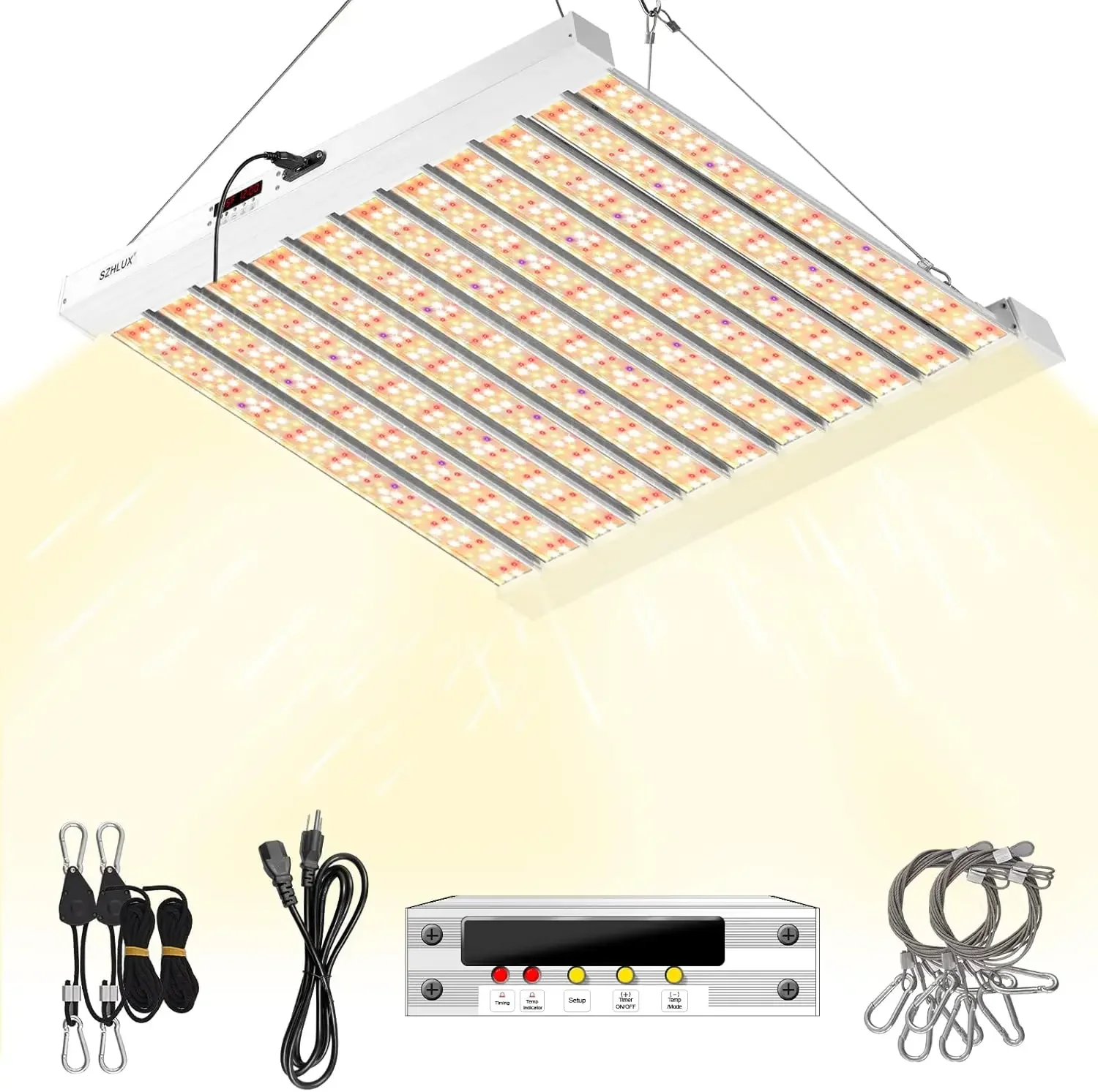 

SZHLUX 500W LED Grow Light 4x4/5x5ft with Timer and Temp Control, Full Spectrum Grow Lamp with 1056 Diodes,Indoor Plants for See
