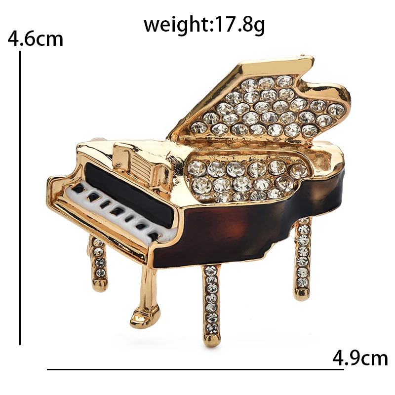 Wuli&baby Lovely Enamel Piano Brooches For Women Unisex Alloy Rhinestone Instrument Casual Party Clothes Brooch Pins Gifts - view 2