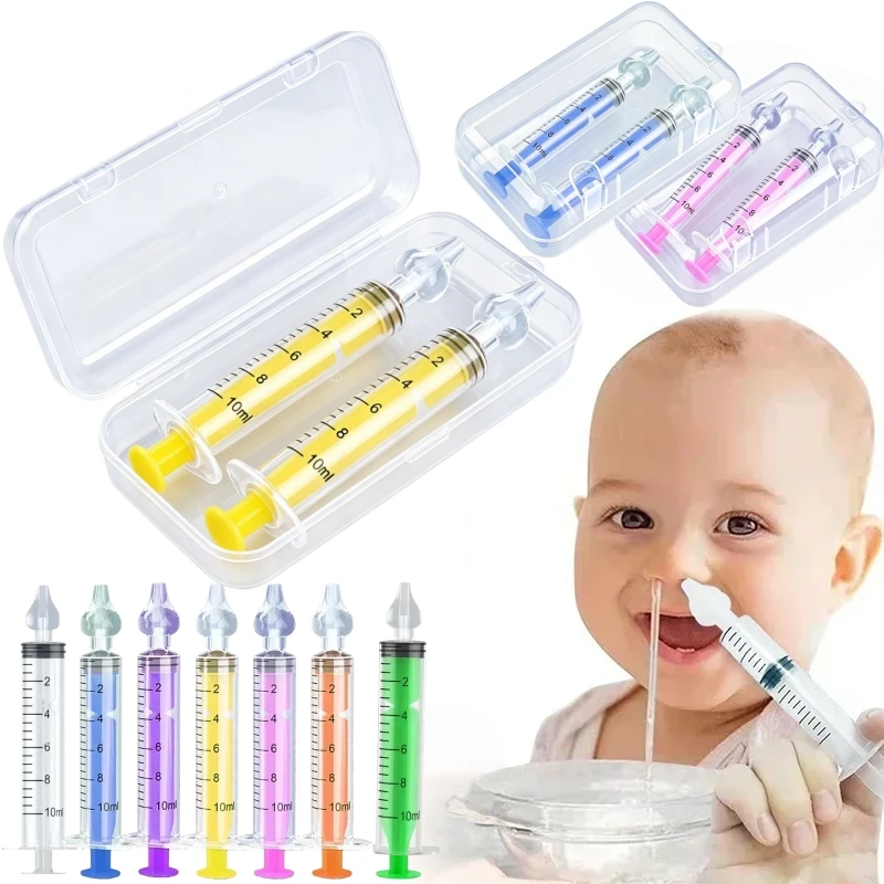 10ML Baby Nasal Aspirator with Soft Silicone Head Infant Nasal Irrigator Safe Gentle Nose Cleaner Rinsing Device for Kids Care