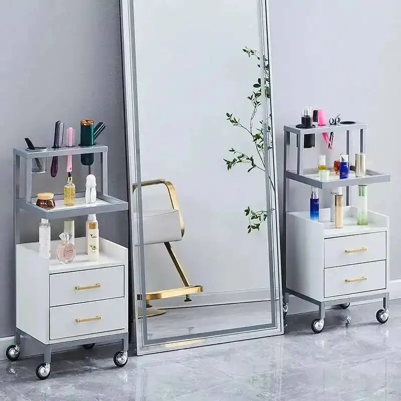 

Aesthetic Rolling Trolley Golden Portable Salon Nordic Utility Organizer Cart With Wheels Werkzeugwagen Spa Furniture MQ50TC